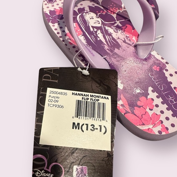 Disney NWT Girls Hannah Montana Pink And Purple Flip Flops Size 13-1 - Picture 3 of 6